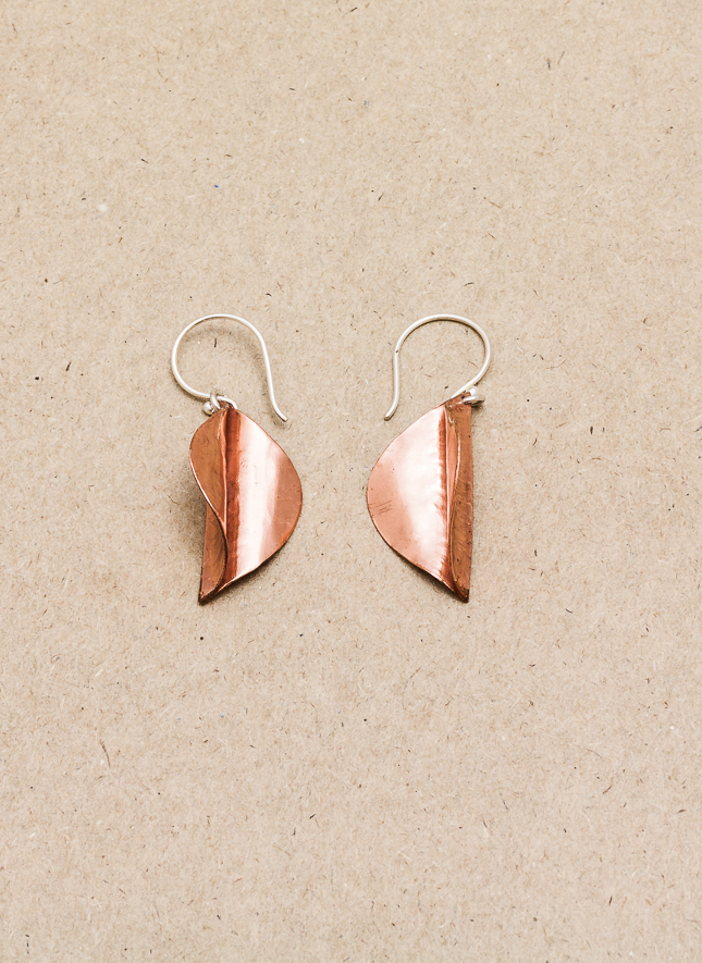 Copper leaf earrings deals