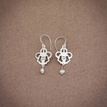 Silver Lace design and Pearl Earrings