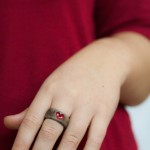 Red Heart Dark Wood Ring